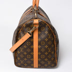Louis Vuitton Monogram Keepall Bandouliere 55 2-Way Boston Bag Brown Canvas — view 4