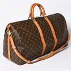 Louis Vuitton Monogram Keepall Bandouliere 55 2-Way Boston Bag Brown Canvas — view 3