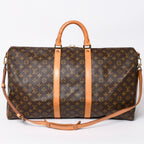 Louis Vuitton Monogram Keepall Bandouliere 55 2-Way Boston Bag Brown Canvas