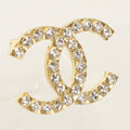 Chanel Rhinestone CC Logo Brooch Metal