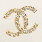 Chanel Rhinestone CC Logo Brooch Metal