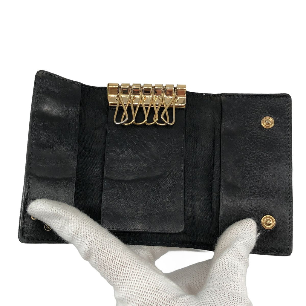 Chanel CC Logo Caviar Leather Key Case Black Key Holder — view 3