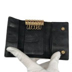 Chanel CC Logo Caviar Leather Key Case Black Key Holder — view 3