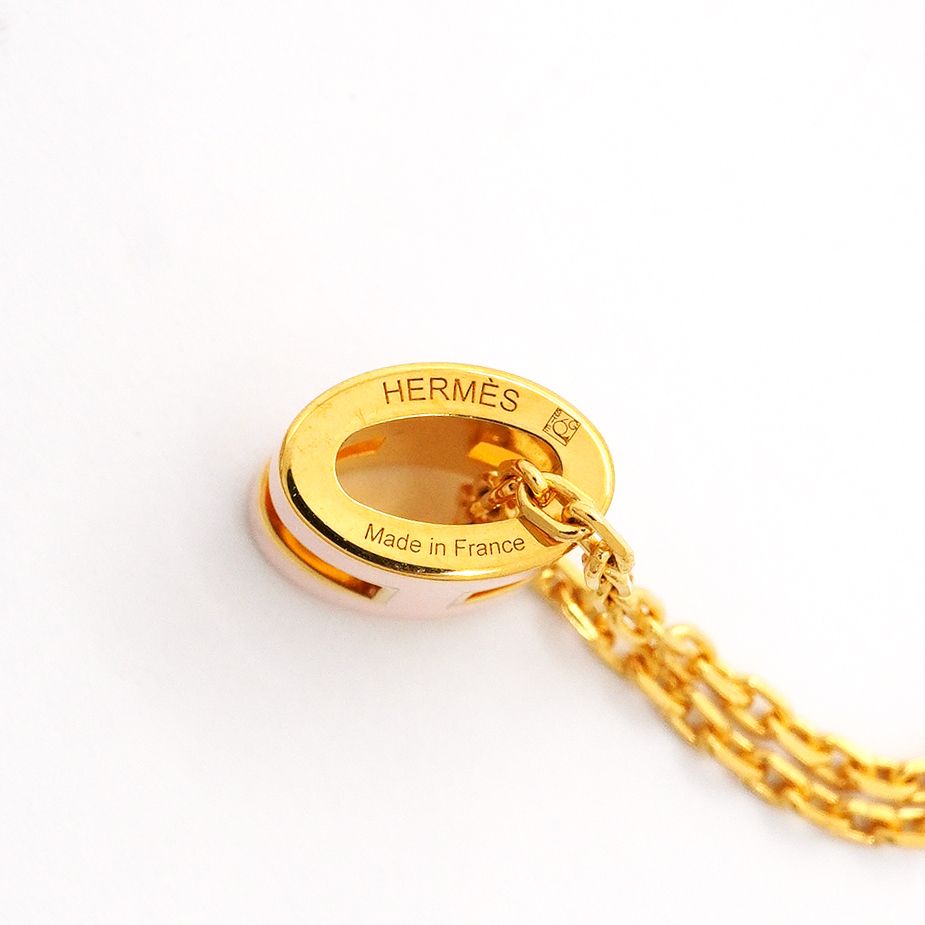 Hermes Necklace Mini Pop H Gold Plated Pink — view 5