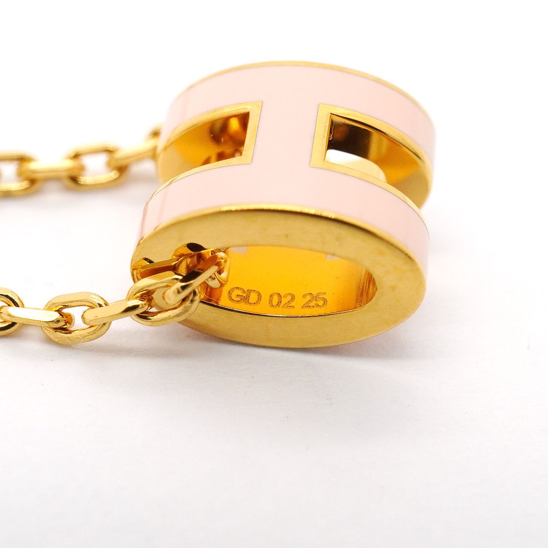 Hermes Necklace Mini Pop H Gold Plated Pink — view 6