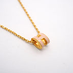 Hermes Necklace Mini Pop H Gold Plated Pink — view 2