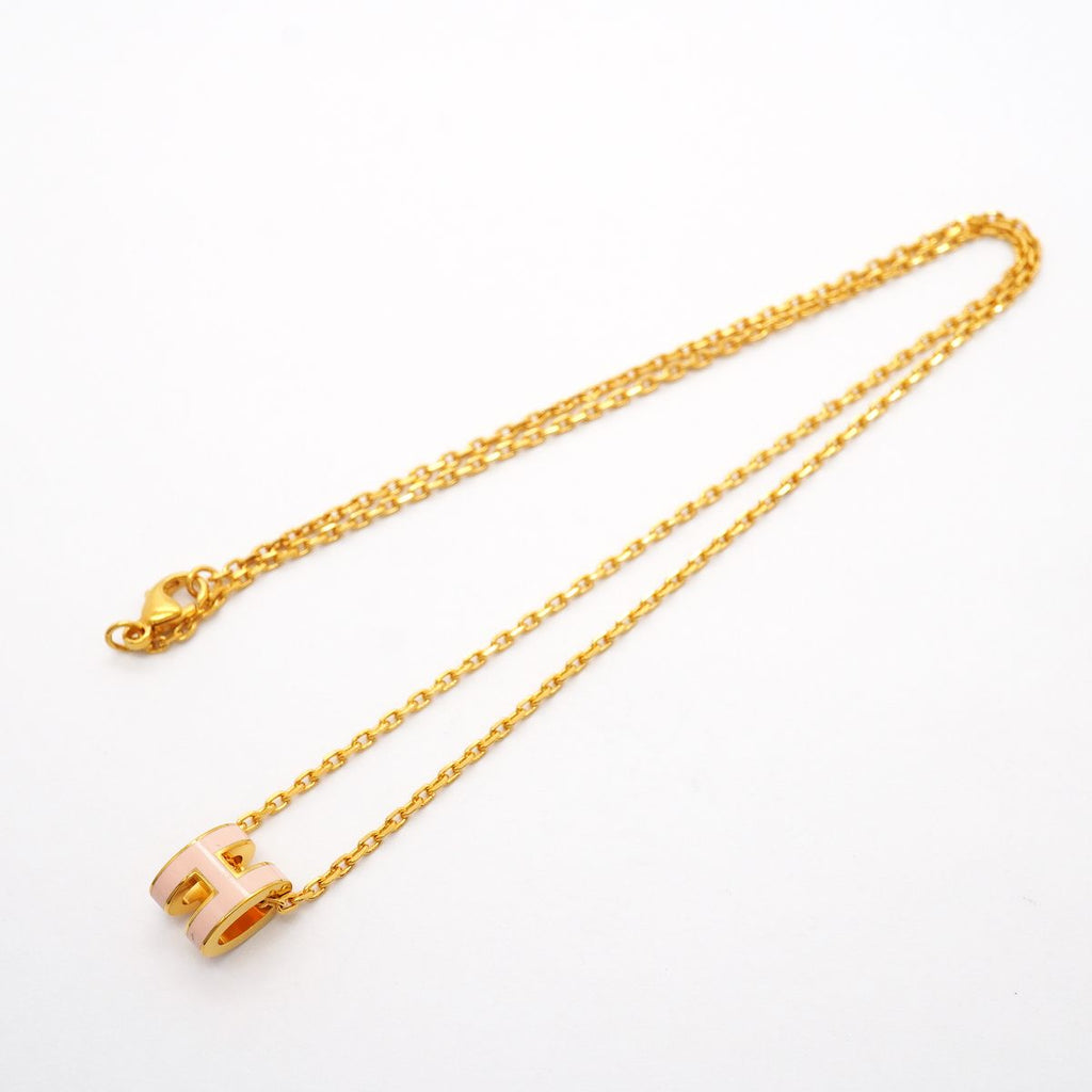 Hermes Necklace Mini Pop H Gold Plated Pink — view 3