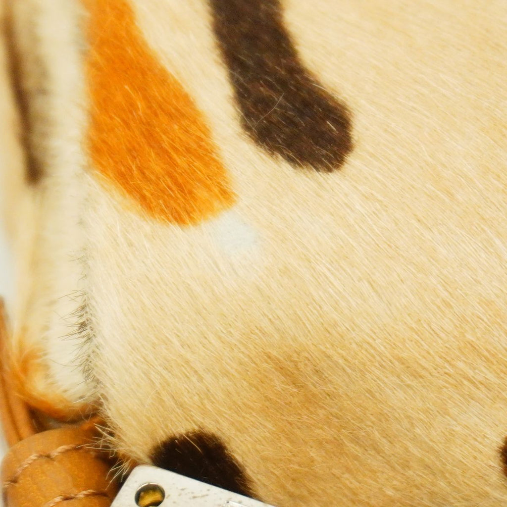 Fendi Handbag Mamma Bucket Calf Hair Beige Brown Silver — view 6