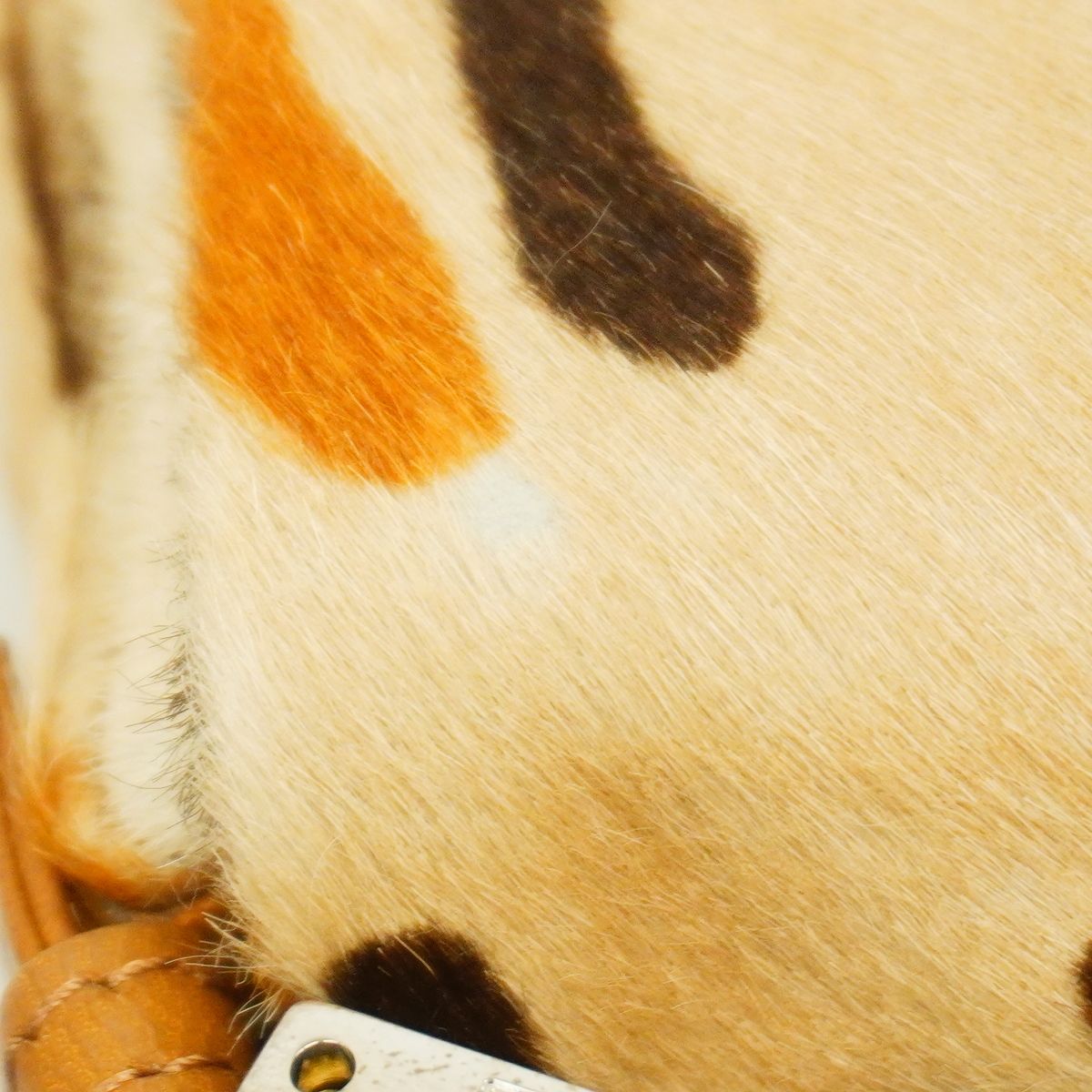 Fendi Handbag Mamma Bucket Calf Hair Beige Brown Silver — view 6