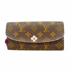 Louis Vuitton Wallet Monogram Portefeuille Emily Flower Motif Brown Rose
