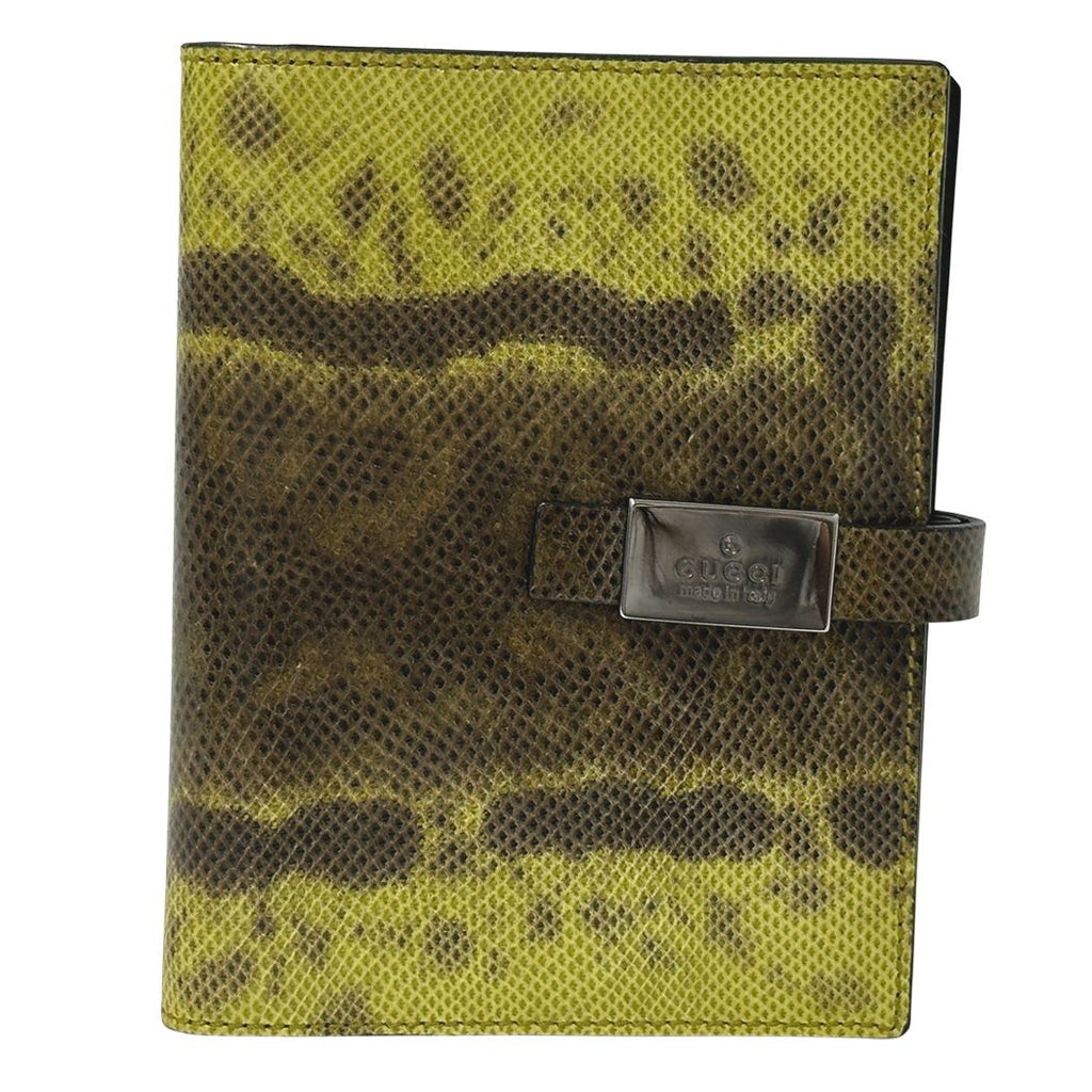 Gucci Notebook Cover Leather Brown Yellow 6-Ring Agenda