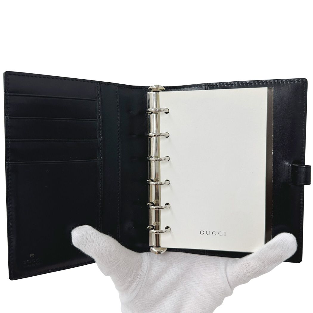Gucci Notebook Cover Leather Brown Yellow 6-Ring Agenda — view 4