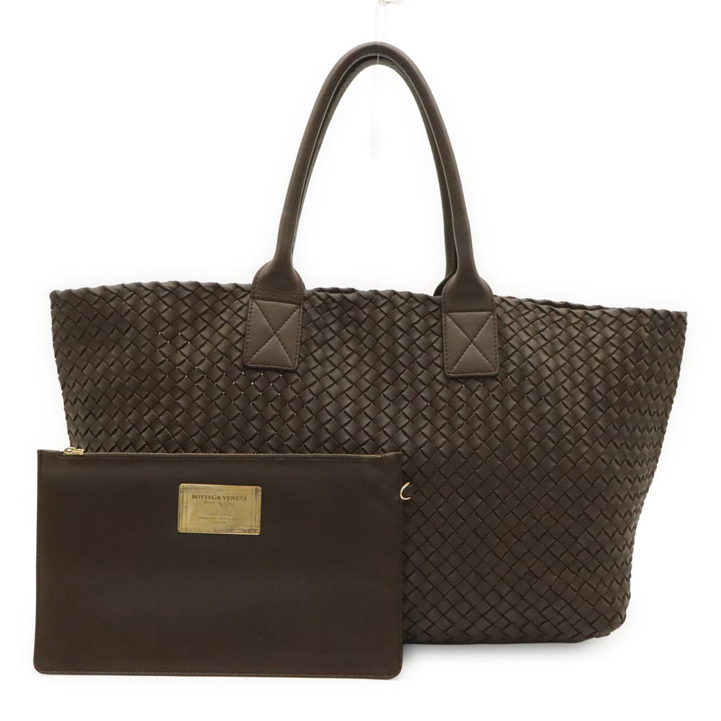 Bottega Veneta Intrechat Cabas MM Tote Leather 500 with Dark Brown Pouch Limited