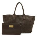Bottega Veneta Intrechat Cabas MM Tote Leather 500 with Dark Brown Pouch Limited