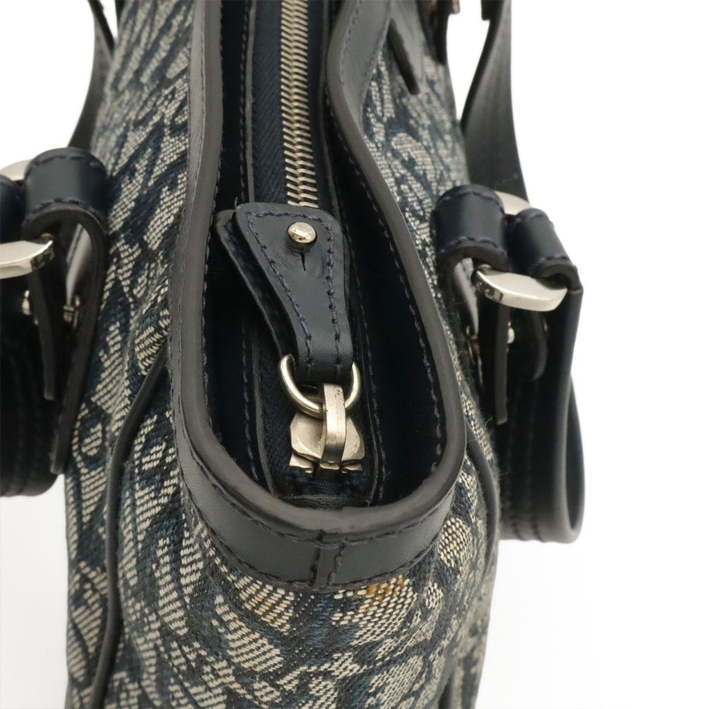 Dior Trotter Tote Bag Canvas Leather Navy Silver — view 6