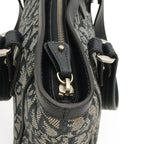 Dior Trotter Tote Bag Canvas Leather Navy Silver — view 6