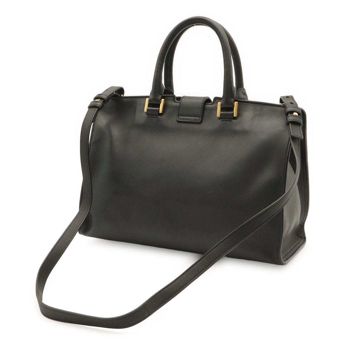 Saint Laurent Paris YSL Line Petit Cabas 2-Way Shoulder Bag Leather Black — view 2
