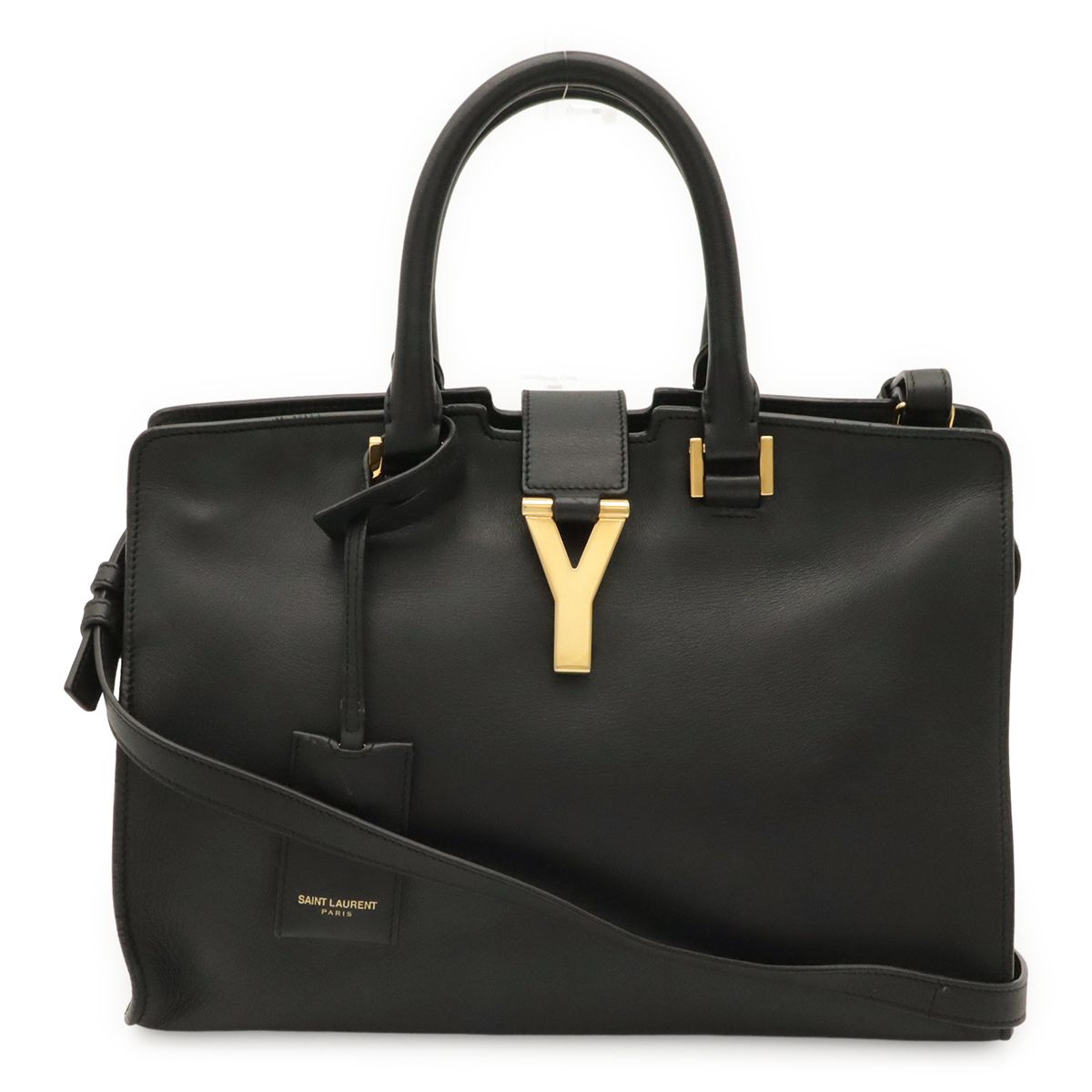 Saint Laurent Paris YSL Line Petit Cabas 2-Way Shoulder Bag Leather Black