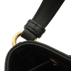 Prada Logo Jacquard Bucket Bag Drawstring 2-Way Canvas Leather Nero Black Gold — view 5