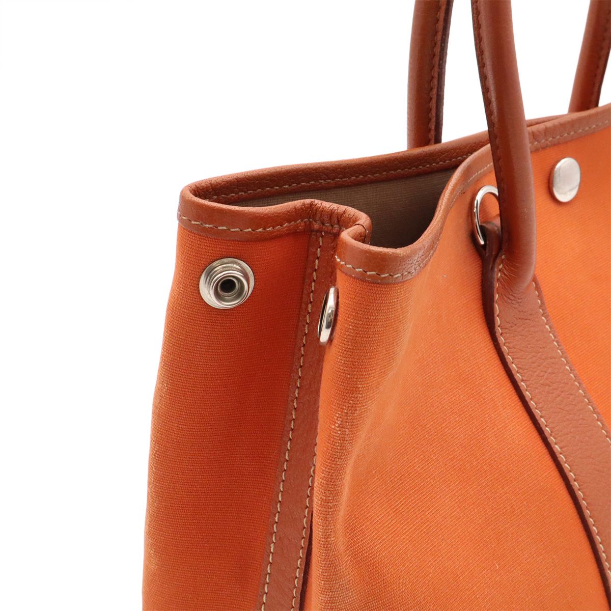 Hermes Garden Party TPM Tote 2-Way Shoulder Bag Toile Officier Buffalo Orange — view 6