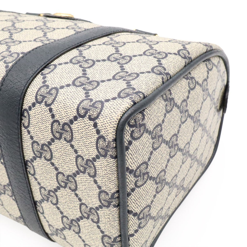 Gucci Vintage GG Plus Sherry Line Mini Boston Bag Leather Beige Navy 116.02.006 — view 3
