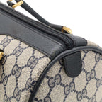 Gucci Vintage GG Plus Sherry Line Mini Boston Bag Leather Beige Navy 116.02.006 — view 7