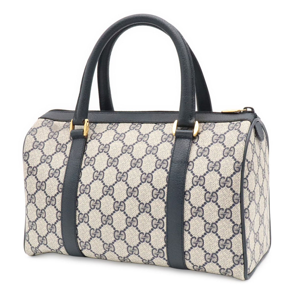 Gucci Vintage GG Plus Sherry Line Mini Boston Bag Leather Beige Navy 116.02.006 — view 2