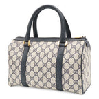 Gucci Vintage GG Plus Sherry Line Mini Boston Bag Leather Beige Navy 116.02.006 — view 2