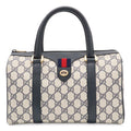 Gucci Vintage GG Plus Sherry Line Mini Boston Bag Leather Beige Navy 116.02.006