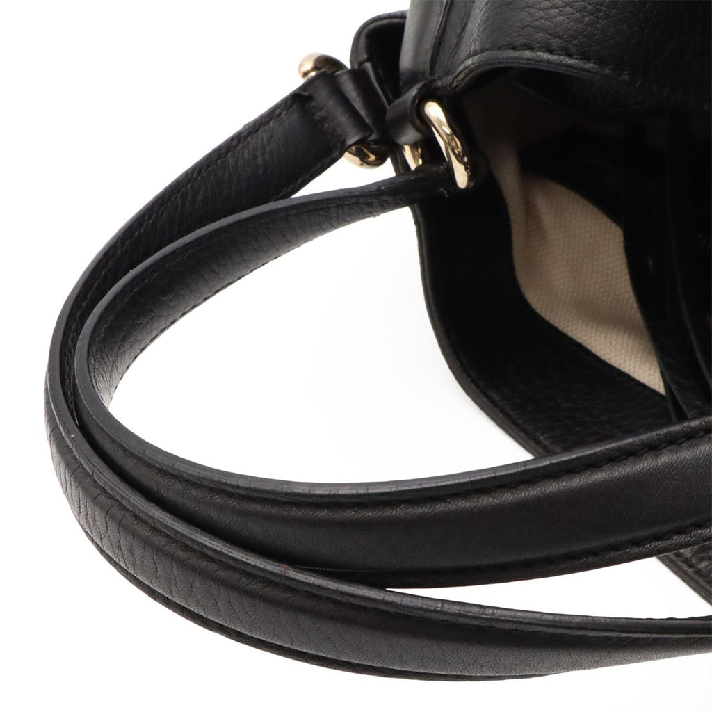 Gucci Soho Cellarius Tote Bag Shoulder Tassel Fringe Leather Black Gold — view 4