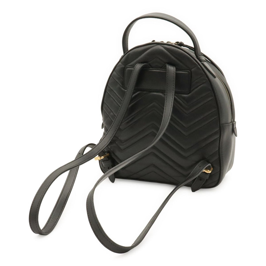 Gucci GG Marmont Backpack Quilted Leather Black Gold — view 2