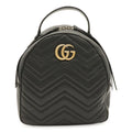 Gucci GG Marmont Backpack Quilted Leather Black Gold