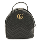 Gucci GG Marmont Backpack Quilted Leather Black Gold