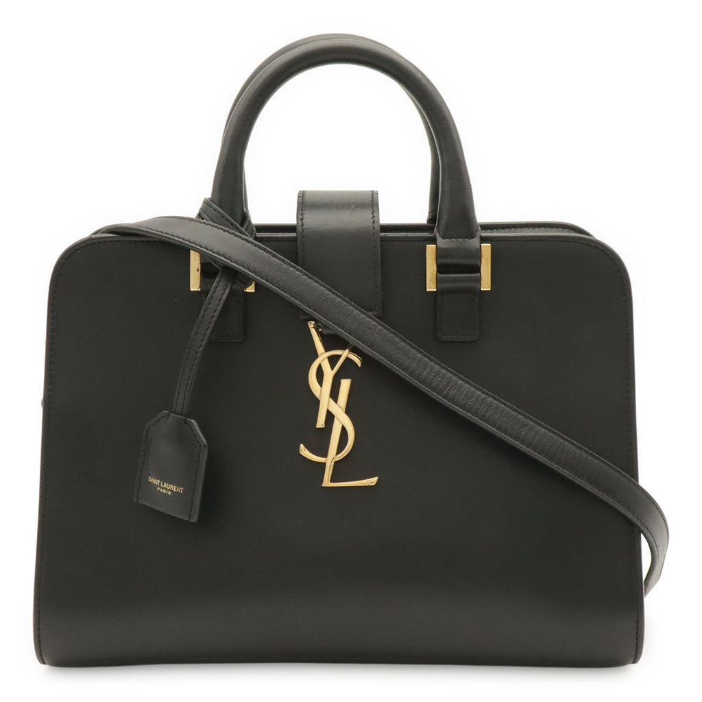 Saint Laurent Paris YSL Baby Cabas 2-Way Shoulder Bag Leather Black