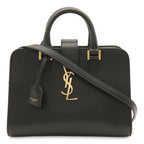 Saint Laurent Paris YSL Baby Cabas 2-Way Shoulder Bag Leather Black