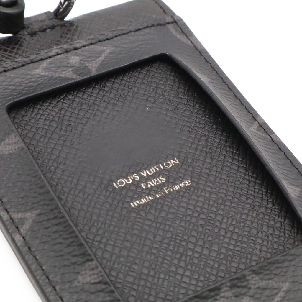 Louis Vuitton Monogram Eclipse Card Folder Holder Slot Pass Case with Neck Strap — view 6