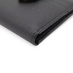Prada Triangle Logo Compact Wallet Bifold Leather Nero Black Gold — view 3