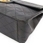 Chanel Maxi Quilted CC Logo Chain Shoulder Bag 2-Way Leather Black Gold — view 3