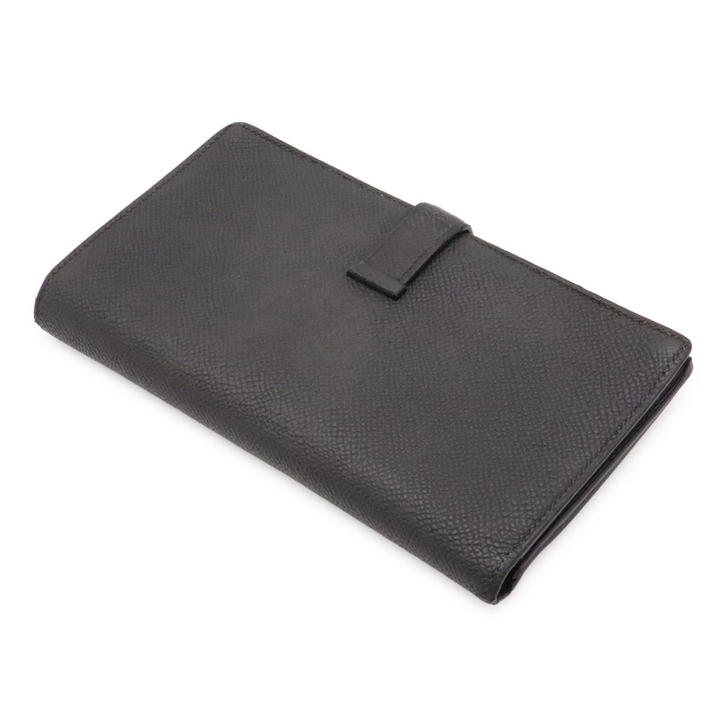 Hermes Bearn Soufflet Wallet Bifold Veau Epsom Black Silver — view 2