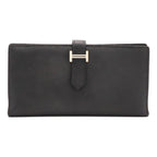 Hermes Bearn Soufflet Wallet Bifold Veau Epsom Black Silver