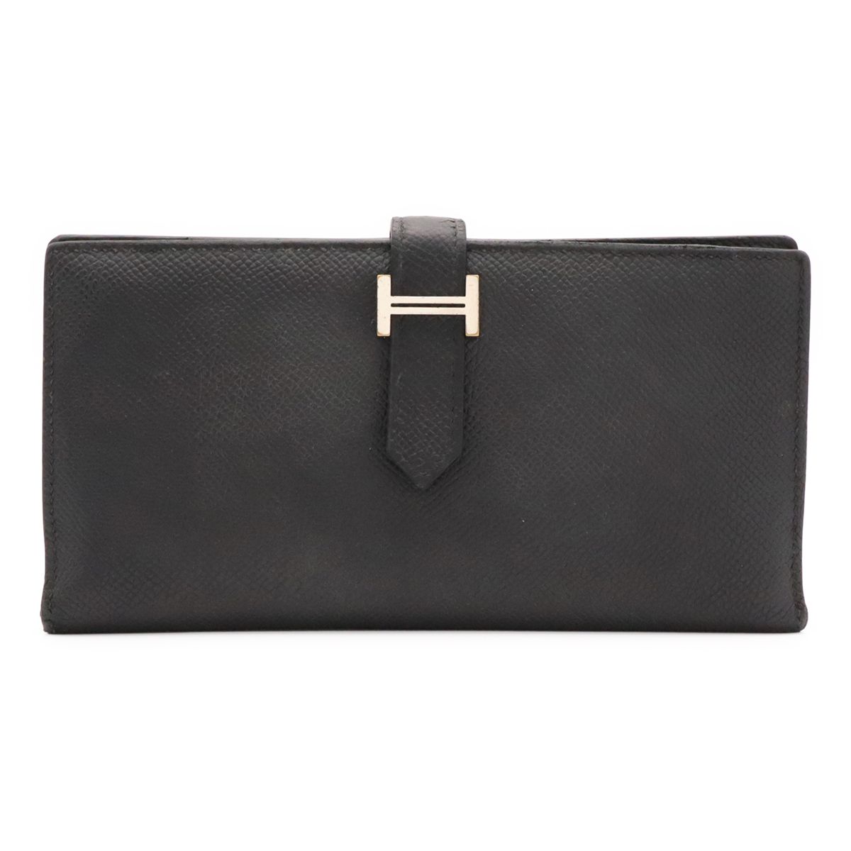 Hermes Bearn Soufflet Wallet Bifold Veau Epsom Black Silver