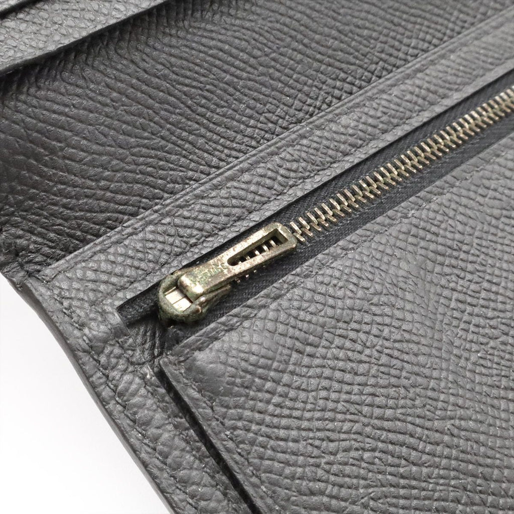 Hermes Bearn Soufflet Wallet Bifold Veau Epsom Black Silver — view 7