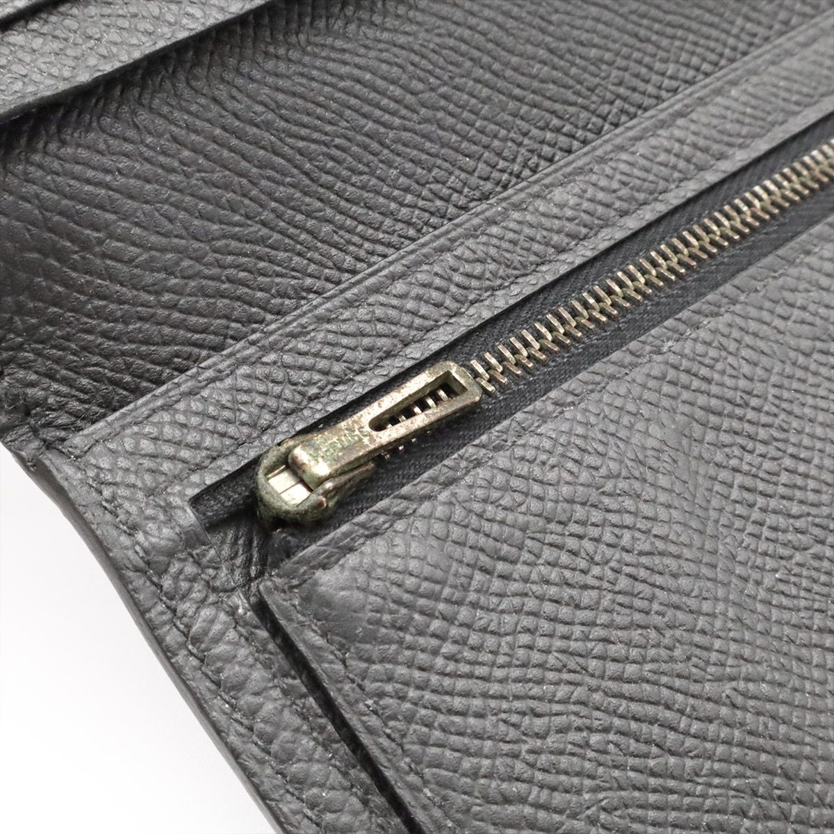 Hermes Bearn Soufflet Wallet Bifold Veau Epsom Black Silver — view 7