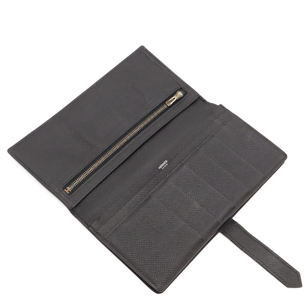 Hermes Bearn Soufflet Wallet Bifold Veau Epsom Black Silver — view 6