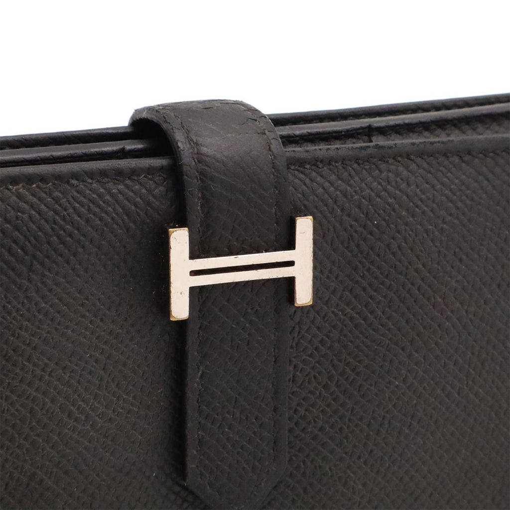 Hermes Bearn Soufflet Wallet Bifold Veau Epsom Black Silver — view 4