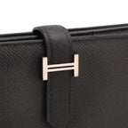 Hermes Bearn Soufflet Wallet Bifold Veau Epsom Black Silver — view 4