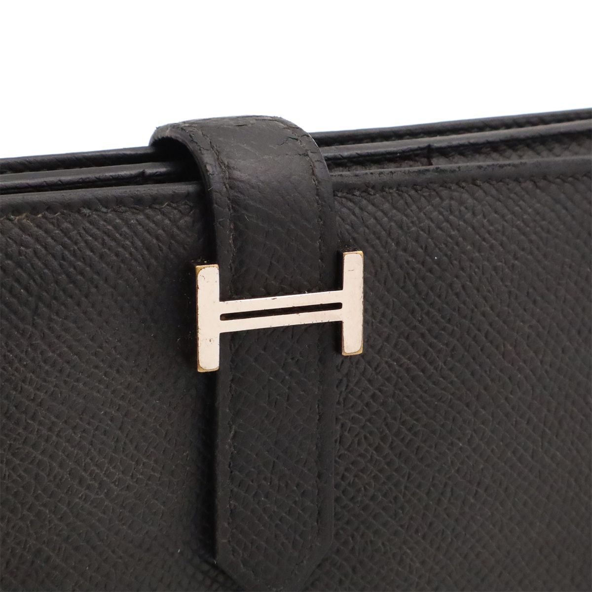 Hermes Bearn Soufflet Wallet Bifold Veau Epsom Black Silver — view 4