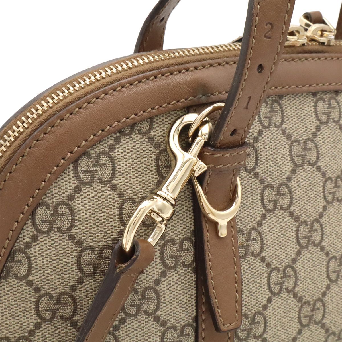 Gucci Nice GG Supreme 2-Way Shoulder Bag Crossbody Leather Beige Mocha Brown — view 8