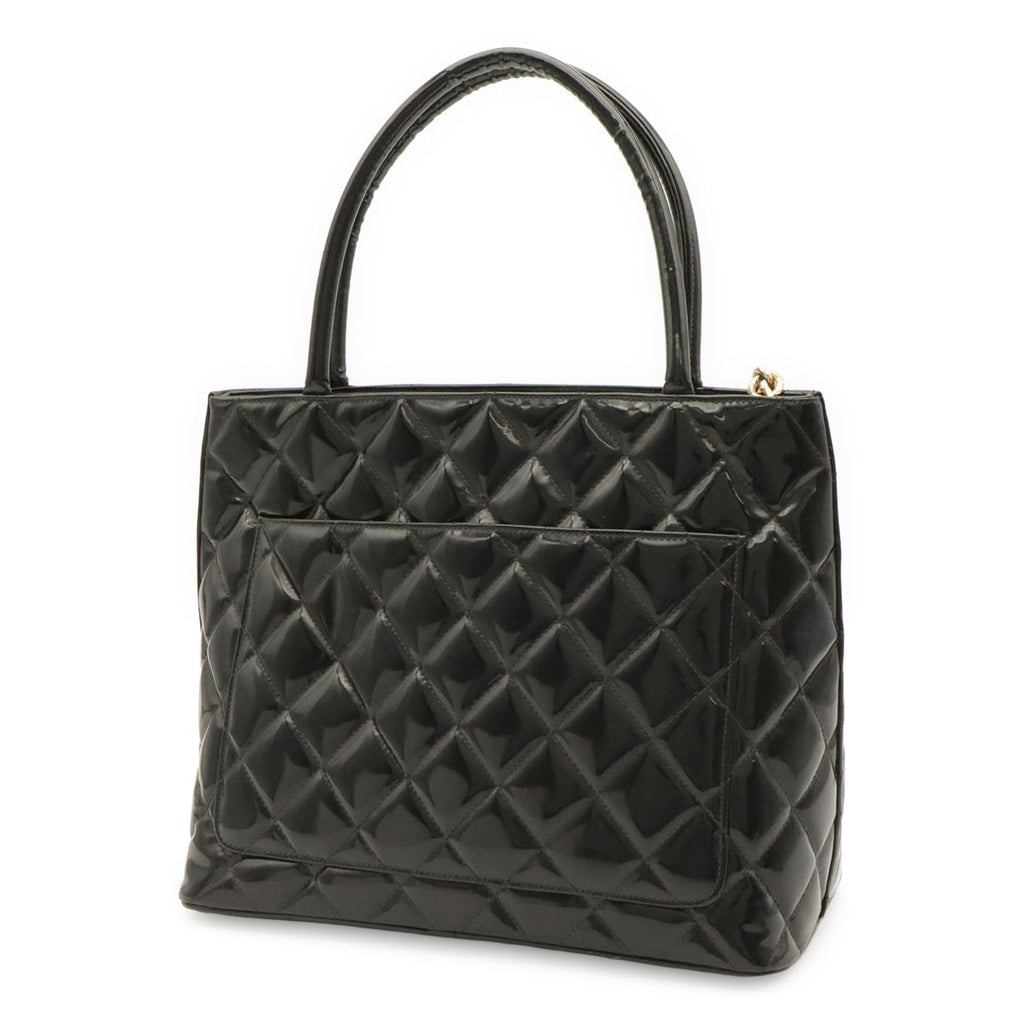 Chanel Quilted CC Logo Reissue Tote Shoulder Bag Patent Patent Leather Black — view 2