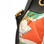 Gucci Shoulder Bag Drawstring Scarf Pattern Quilted Nylon Black Multicolor — view 6
